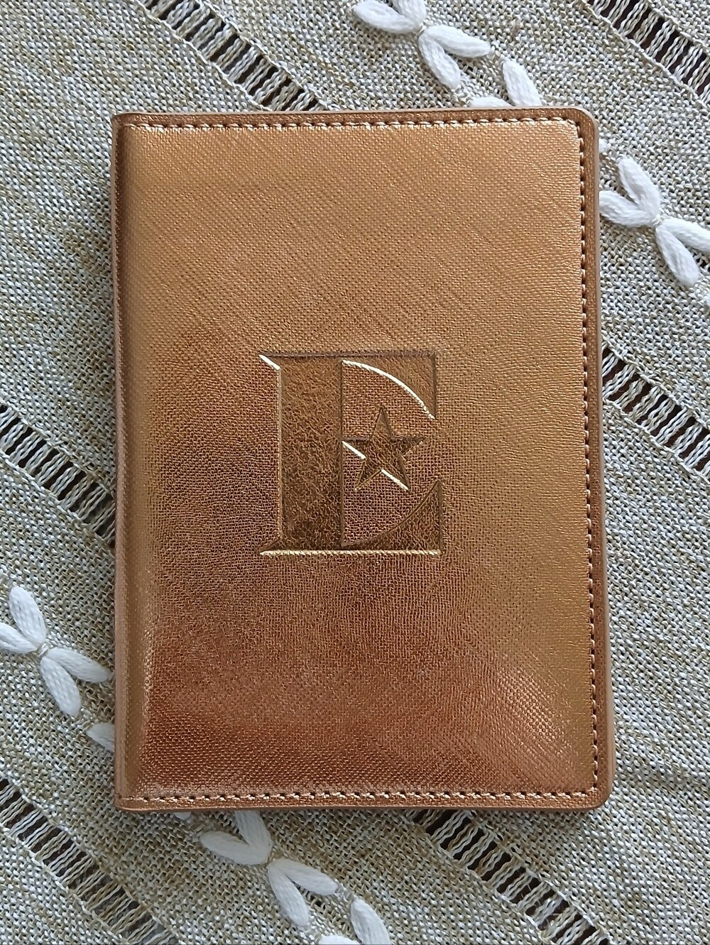 Elton John Gold Metallic Leather Passport Holder + Purple Velvet Lining NWOT